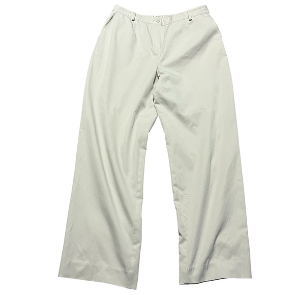 Talbots Women's Cream White Wide-Leg Trousers Size 14 Elastic Waist Business - Picture 1 of 6